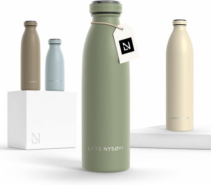 Stainless Steel Insulated Water Bottle 12Oz 17Oz 25Oz 34Oz 51Oz | Insulated Thermo Flask for Hot and Cold Beverages | Leakproof Drinking Bottle (Sage Green, 17Oz)